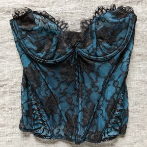 Victoria's Secret teal and black lace corset, 34C